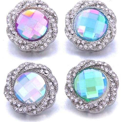 10pcs/lot High Quality Mix Many Rhinestone Flower Styles Metal Charm 18mm Snap Button Bracelet For women DIY Snap Button Jewelry