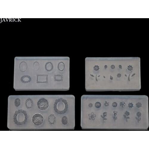2Pcs Mini Leaves Flower 3D Resin Mold Clear Silicone Molds Button Embossed Frame Nail Carving Mold Nail Art DIY Craft Tools