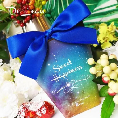 2018 new arrival starry sky pattern wedding candy boxes with ribbon event party supplies candy bags sugar cholocate containers
