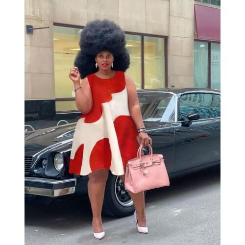 2021 Best Quality Famous Brand Women Dress Sleeveless Color Patchwork Loose