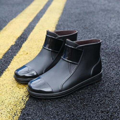 2021Fashion Waterproof Rainboots Men Rubber Ankle Boots Couples Rainboots Non-slip Wash Shoes Chef Work Shoes Adult Rain Shoes