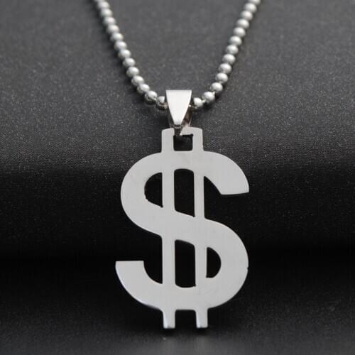 30pcs Stainless steel dollar American money sign pendant necklace world universal currency rich necklace lucky gift jewelry