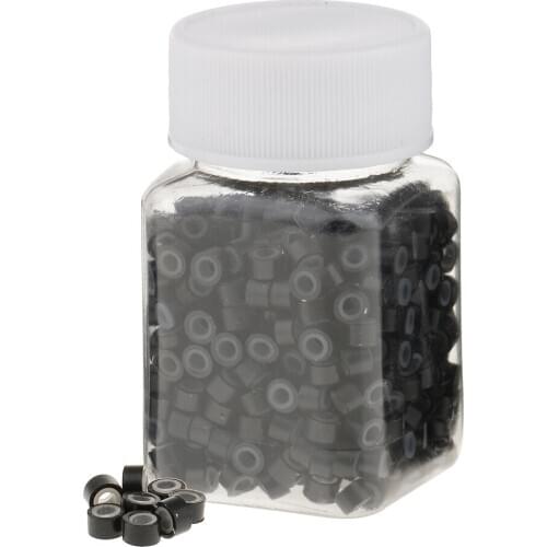 500pcs Hair Extension Silicone Lined Micro Rings Beads Links Tubes Black Brown Hair Extensions Color Ring