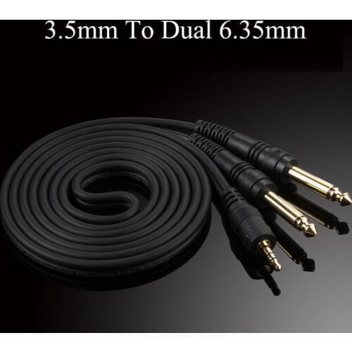 GUSUO 3.5mm 1/8" Stereo Male to Double Dual 6.35mm 1/4" Mono Male Jack TS Audio Cable for Mixer Amplifier Aux 0.5M-20M