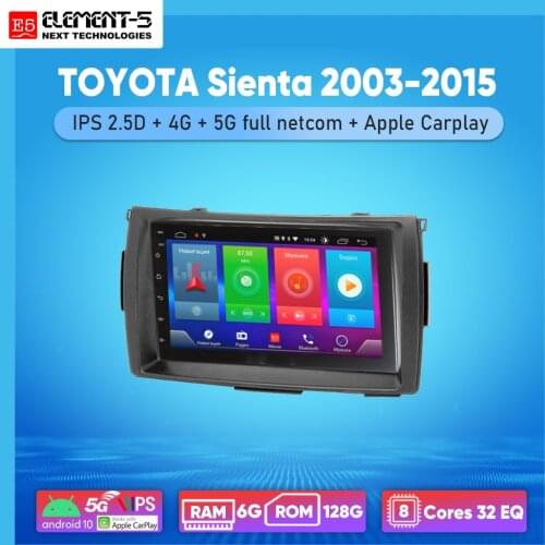 ELEMENT-5 7"2G+32G Android 8,9,10 4G WIFI RDS DSP Car Radio For TOYOTA Sienta 2003-2015, Navigation GPS HIFI