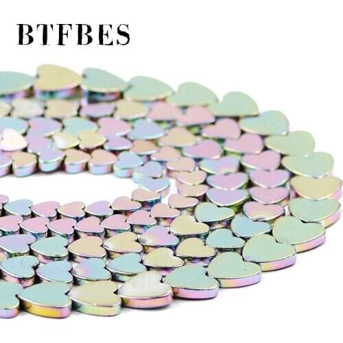 Hematite Natural Stone 6/8/10mm Light Purple Peach Hearts Charm Loose Spacer Beads For Jewelry bracelet Making Diy Accessories