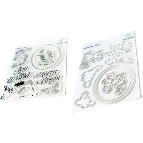 CH Arrival MERRY AND BRIGHT FRAME Cutting Metal Decorative Scrapbooking Steel Craft Die Cut and Stamps Embossing Card Stencil