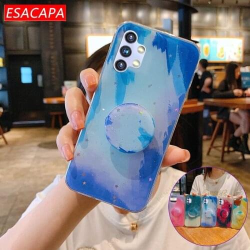 Stand Holder Case For Samsung Galaxy A32 5G A72 A52 Glitter Gradient Watercolor Soft TPU Phone Cover For Samsung A51 A71 4G A42