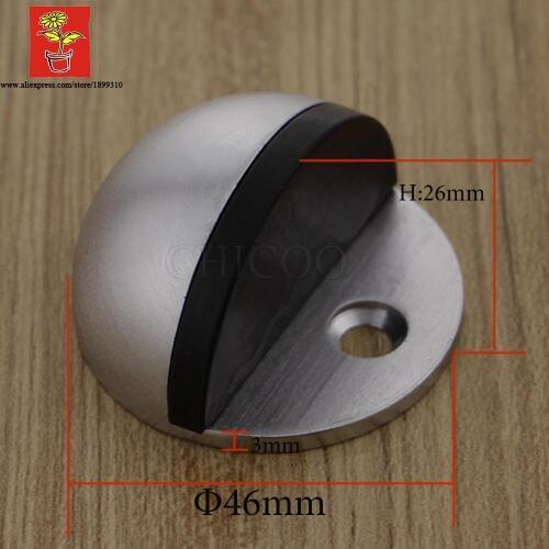 CHICOO Zinc Alloy Satin Chrome Half Moon Glass Door Stopper Door Stop Floor Mounted Door Stop