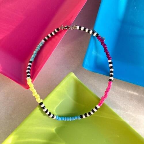 Go2Boho Beaded Choker Necklaces For Women Wild Simple Necklace Multicolor Acrylic Beads Collar Boho Chic Mujer Jewelry 2021