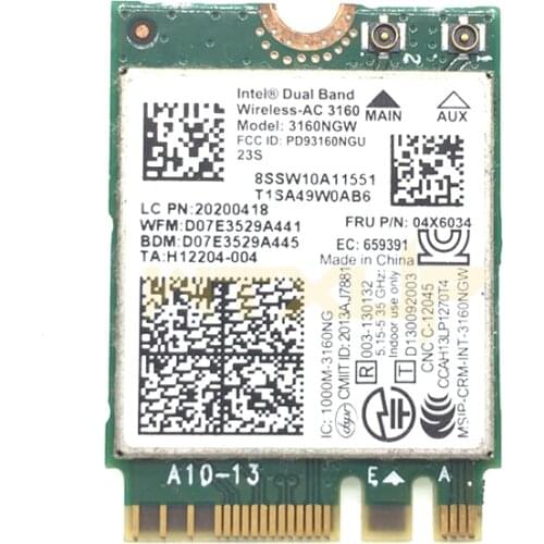 Dual Band Wireless-AC For Intel 3160NGW 3160AC 802.11a/b/g/n/ac + BT 4.0 WiFi Card For Lenovo Y40 Y50 E10-30 Series,FRU 04X6034