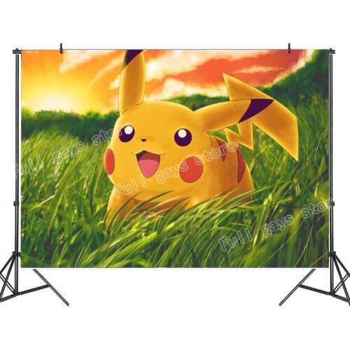Pokemon Background Photography Kid Birthday Decor Vinyl Cloth 3D HD Home Decoration Props Wall Room Decoration Photo Background