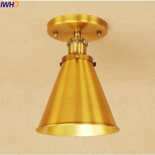 IWHD Plafon Golden LED Ceiling Lights Fixtures Corridor Edison Vintage Ceiling Lamp Industrial Lighting Lampara Techo
