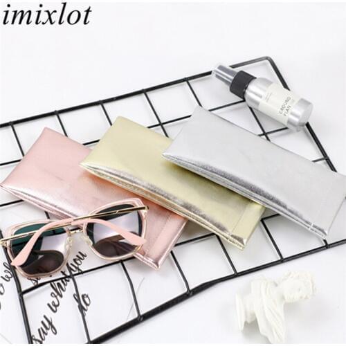 Imixlot Classic Fashion PU Leather Foldable Glasses Box Women Men Portable Waterproof Eyeglass Bag Holder Accessories Storage