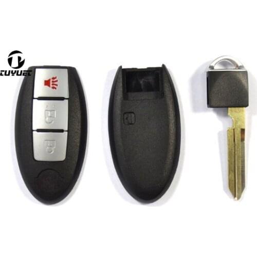 Smart Remote Key Shell 3 Buttons For Nissan Tiida Sylphy Livina Qashqai Car Key Blanks Without Groove on the side