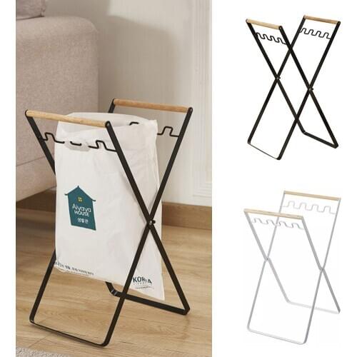 Metal Trash Bags Holder Garbage Bags Stand Durable X-type Folding Waste Sorting Organizer Storage Rack Towel Rag Dry Shelf