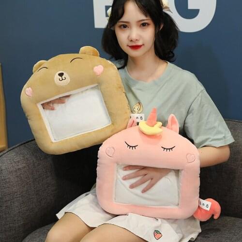 Cartoon Creative Transparent Hand Warmer Plush Toys Visual Play Mobile Phone Warm Cartoon Pillow Winter Double Plug Hand