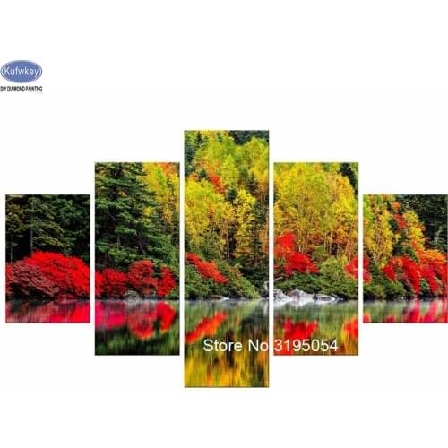 5 pcs 5D,diy,Diamond Painting Landscape,autumn,Full,Diamond Embroidery,3d picture,image,Stitch Cross,Diamond Mosaic,Needlework