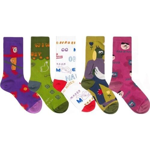 Casual Original Harajuku Mens And Womens Cotton Socks 5 Pairs A Lots Ladies Funny Sock