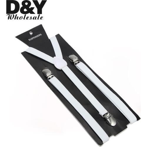 Suspender For Trousers Pants Holder Women Men Clip-On Elastic Braces Slim Suspender Y-Back Gallus 1.5cm Wide White Elastic