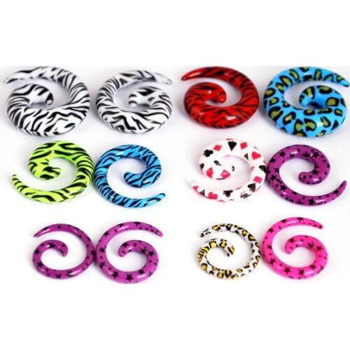 Print spiral ear tapers body jewelry lots 120pcs mix sizes stretching ear free shipping