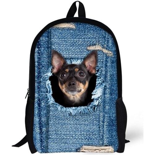 Cute Pet Dog Cat 3D Printing Backpacks for Teenage Girls Funny Puppies Children Back Packs Blue Jeans Women Bagpack