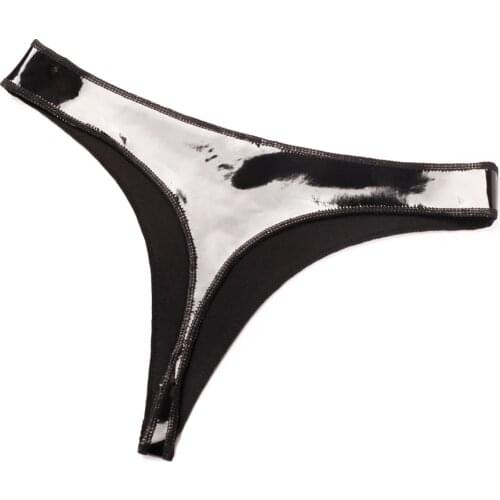 Sexy Underwear Dead Reservoir Water With High Gloss Elasticity PU Coated Patent Leather Pants Latex Ammonia Lady Triangle Thong
