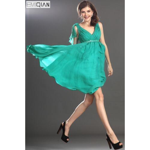 FreeShipping New Lovely Tank A-Line V-Neck Chiffon Cocktail Dress