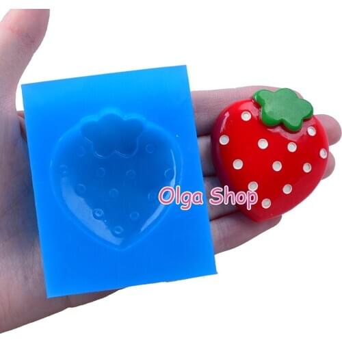 SYL113 46.2mm x 42.3mm Strawberry Silicone Mold Fondant Cake Decoration Candy Resin Clay DIY Earrings Necklace Pendant FOOD SAFE