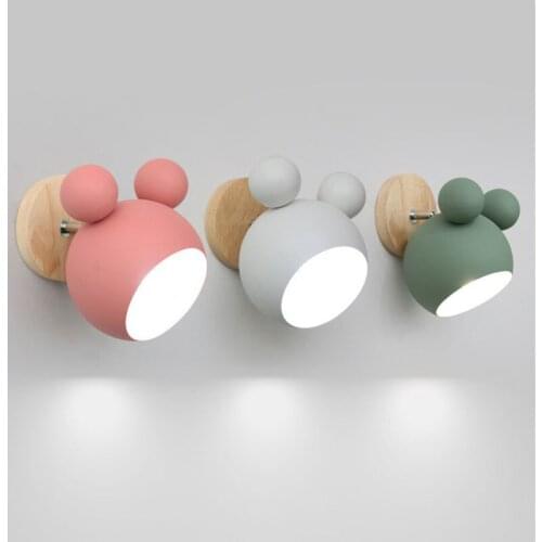 Nordic wooden wall lamps cute coloful wall sconces kitchen restaurant macaroon Decorative Bedside lamp E27