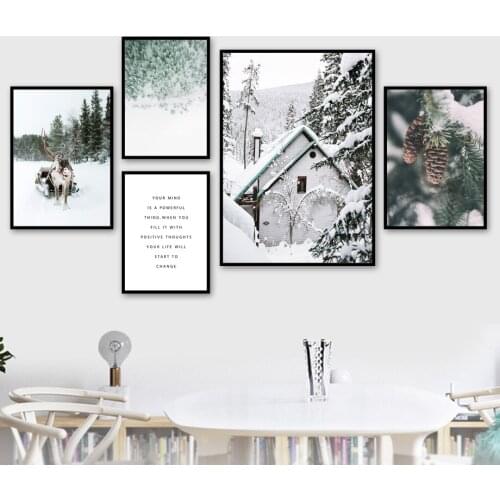 Songlu Forest Snow Tree Feeling Winter Wall Art Canvas Painting Nordic Posters and Prints Mural for Living Room Decoration