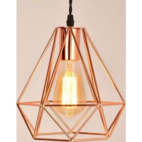 Modern plating metal cage pendant lamp vintage rose gold birdcage creative Iron hanging lamp for restaurant living room Kitchen