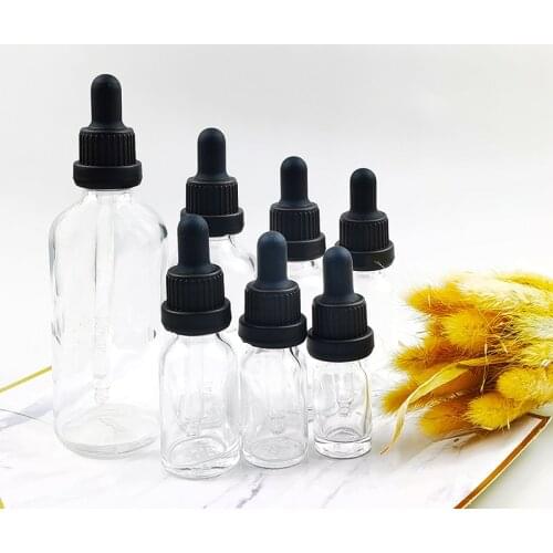 Transprent Glass Essential oil Aromatherapy Dropper Bottles Silver Aluminum Cap Reagent Drop Eye Liquid Pipette Bottle