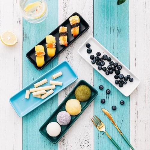 Creative Ceramic Sushi Plate Nordic Rectangular Cold Plate Western Snack Snack Plate Household Ceramic Tableware Dinner Plates