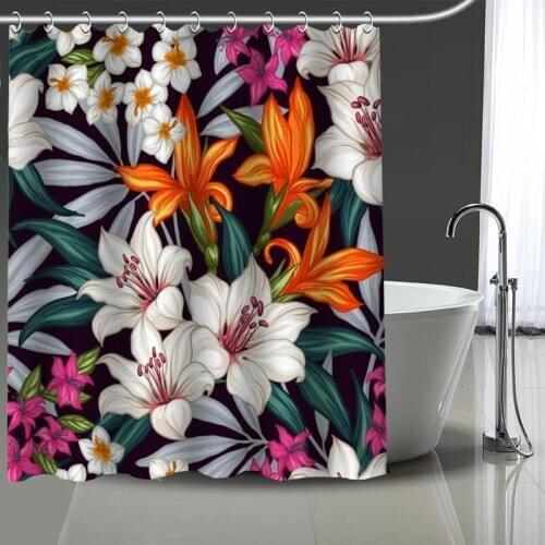 Tropical Plants Shower Curtain Waterproof Curtains Bathroom Decor with Hooks Custom your image 180X200cm