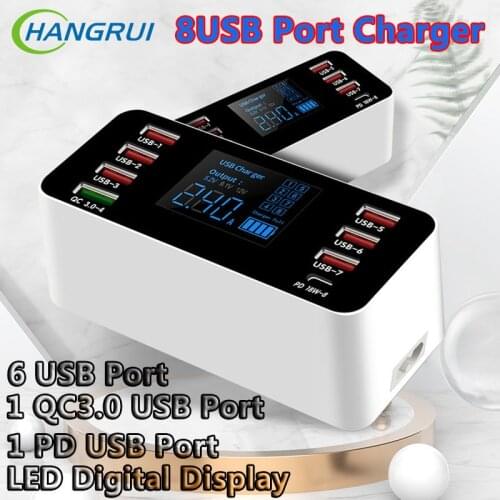 Multi-Port Quick Charge 3.0 Fast Charger Adapter 8 USB PD Charger Station Type C Phone Charging for iPhone Xiaomi Huawei Samsung