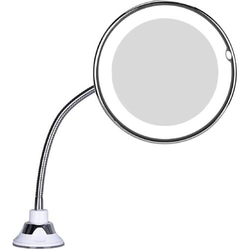 Led 10X nifying Makeup Mirror Lighted Vanity Bathroom Round Mirror with 360 Degree Swivel Rotation, Flexible