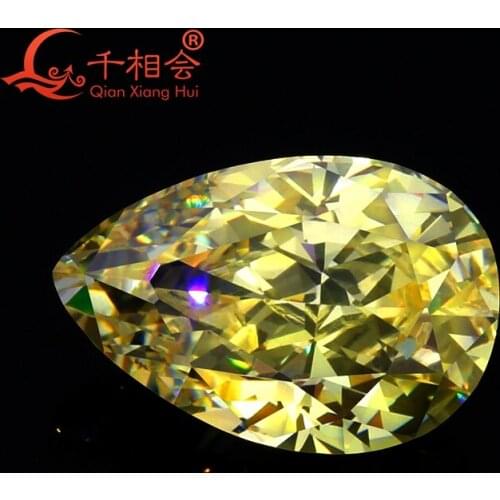 Pink and yellow color pear shape brilliant crushed ice cut cubic zirconia loose stone cz stone