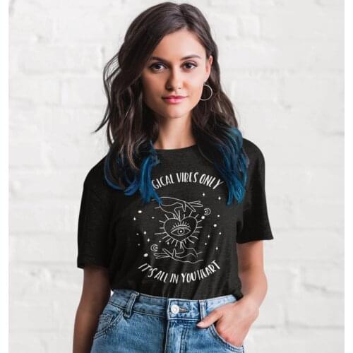 Magical Vibes Only Its All In Your Heart T-shirt Retro Witchy Woman Graphic Tee Top Aesthetic Women Hipster Gothic Tshirt