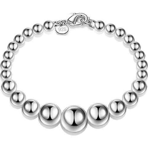 Matte Beaded Bracelet Silver Plated Bracelets & Bangles For Women Korean Silver Color Bracelet Jewelry Femme Bileklik LJ1422