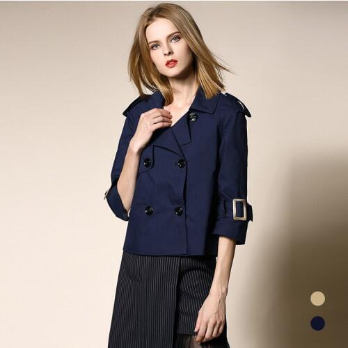 2018 New fashion Trench Coat for Women England Style short cotton Trench double breasted outerwear female plus size clothes