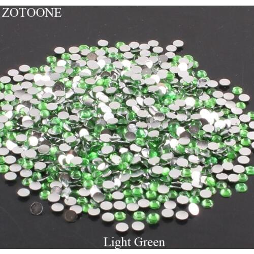 ZOTOONE FlatBack Resin Light Green Glue On Rhinestones Strass Applique Nail Art Non HotFix Crystal Stones for Clothes Decoration