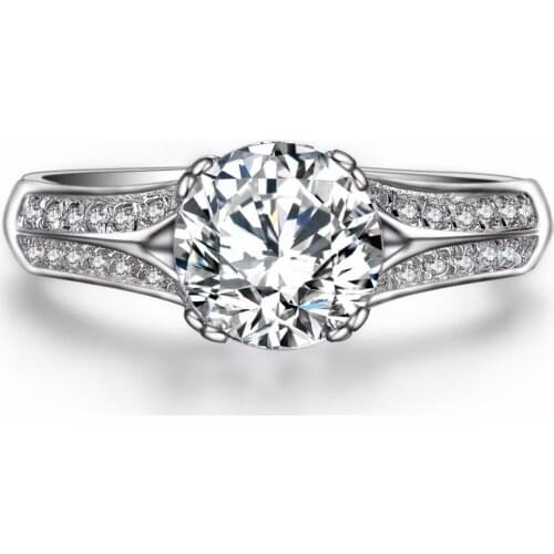 1.5Ct Brilliant C&C Certified Top Quality Moissanite Ring Solid 18K 750 White Gold Women Best Jewlry Gift For Sweetheart