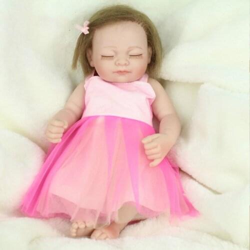 10 Inches Mini Dolls Sleeping Reborn Baby Mohair Full Body Silicone Baby Kids Gifts for Birthday Christmas