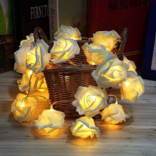 10 Led Garland Battery Power LED Rose Christmas Lights Holiday Lighting Valentines Day Wedding Decoration Garland Light String