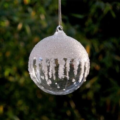 16pcs/pack Diameter=8cm Christmas Day Transparent Glass Ball Christmas Tree Glass Pendant Decoration Gift Party Supplies