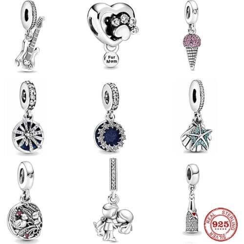 2020 new Guitar Paw Print & Heart Ice Cream Cone star bead Fit Original Pandora Charms silver 925 Bracelet diy women Jewelry
