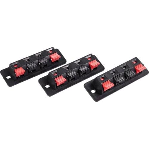 3Pcs 4 pin red and black Spring Pressure Audio Connector Board Terminal