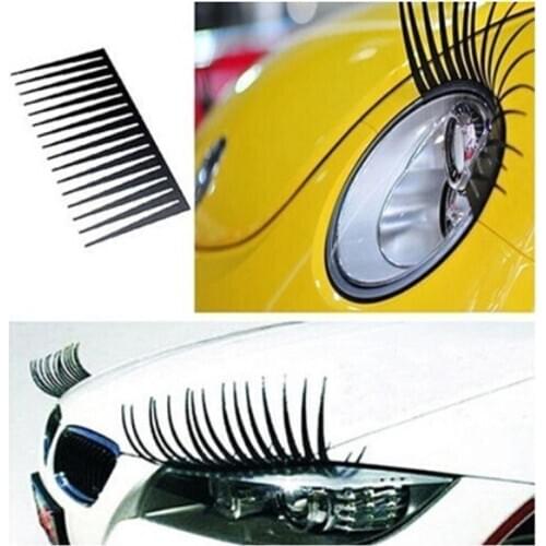 3D Charming Black False Eyelashes Fake Eye Lash Sticker Car Headlight Decoration Funny Decal