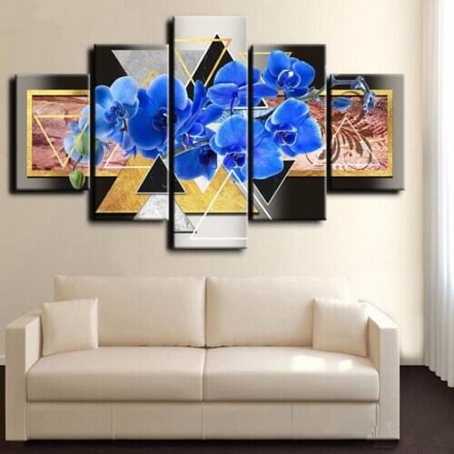 5 pcs 5d diy diamond painting blue butterfly orchid diamond embroidery cross stitch rhinestone mosaic flower puzzle art FS80